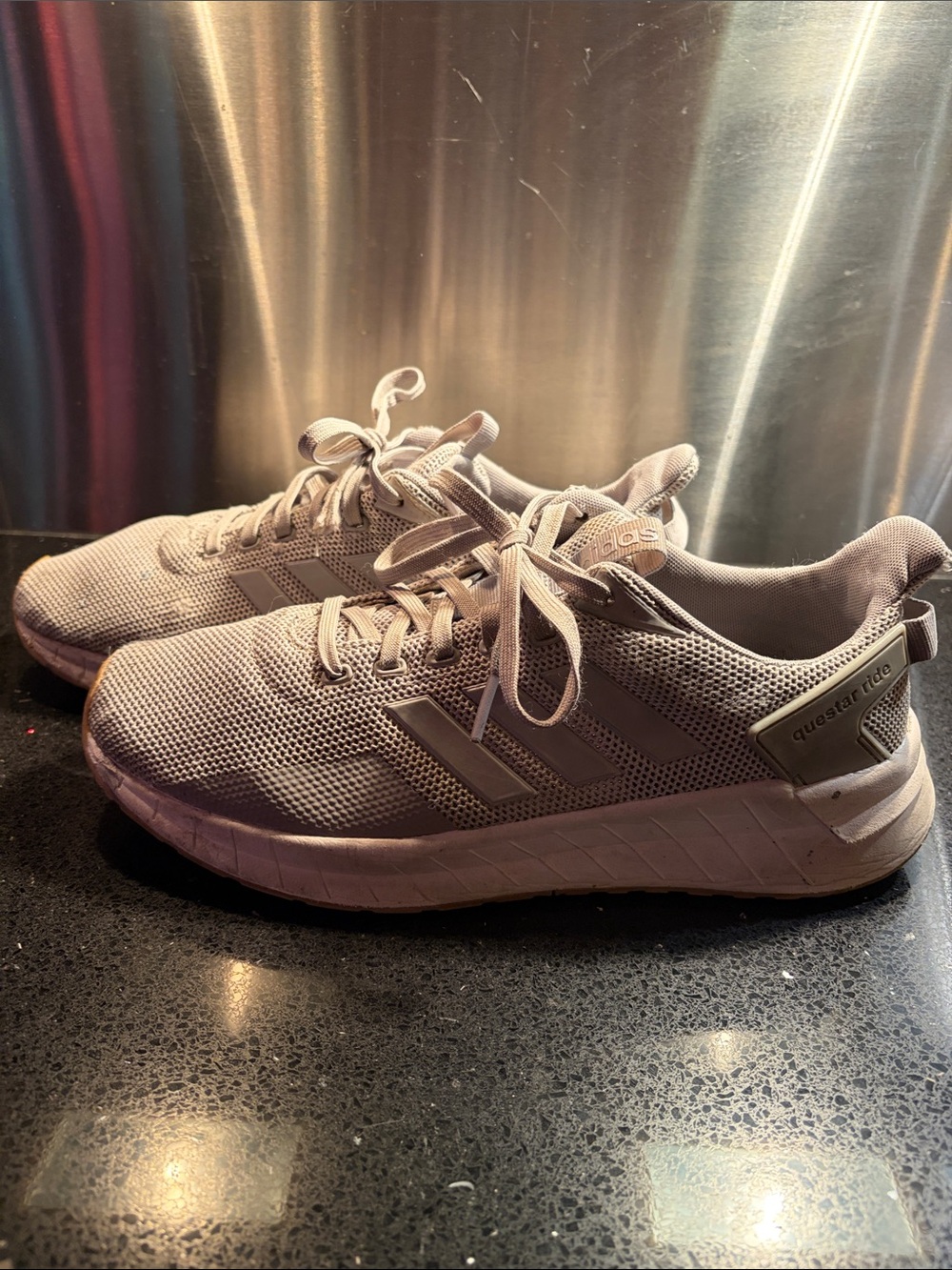 Adidas Light Gray Knit Trainer athletic shoes
